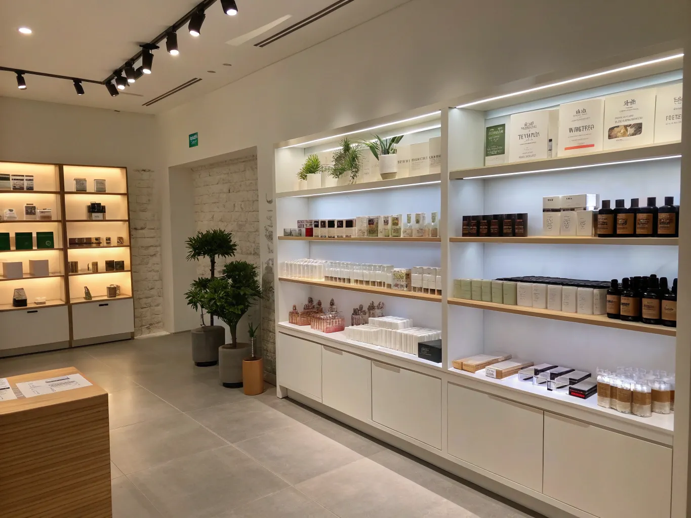 Minimalistisk butiksinteriör med fokus på produkterna