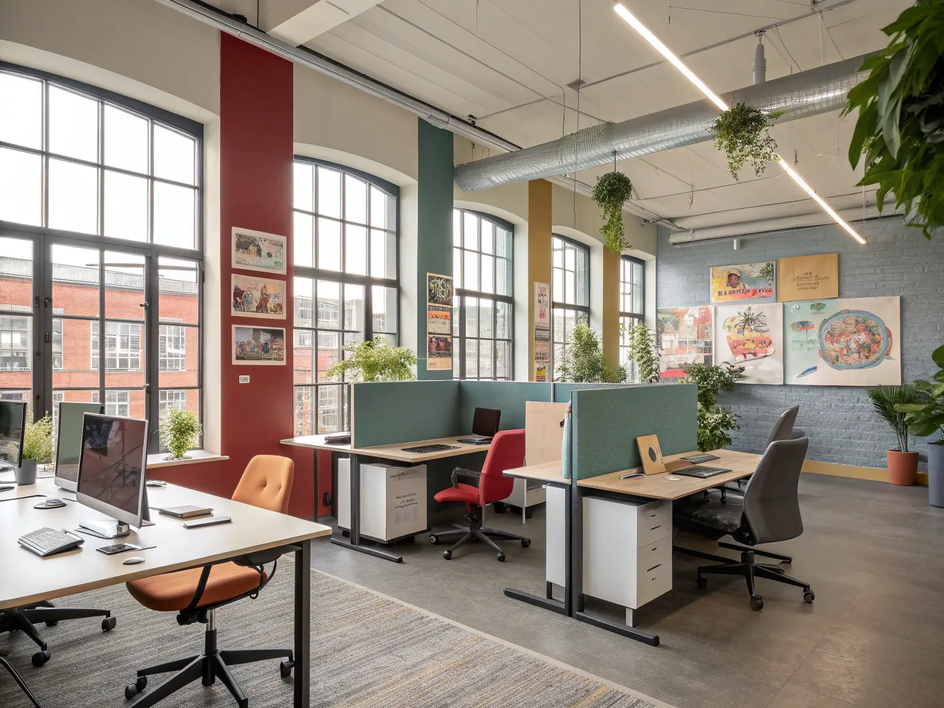 Kreativt designstudio med flexibla arbetsutrymmen